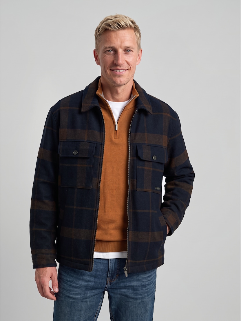Surchemise avec un mélange de laine par Men, navy camel check
