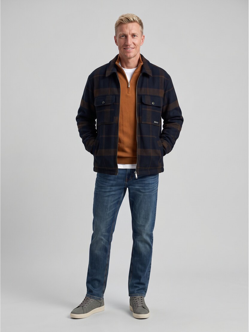 Overshirt mit Wollanteil von Men, navy camel check