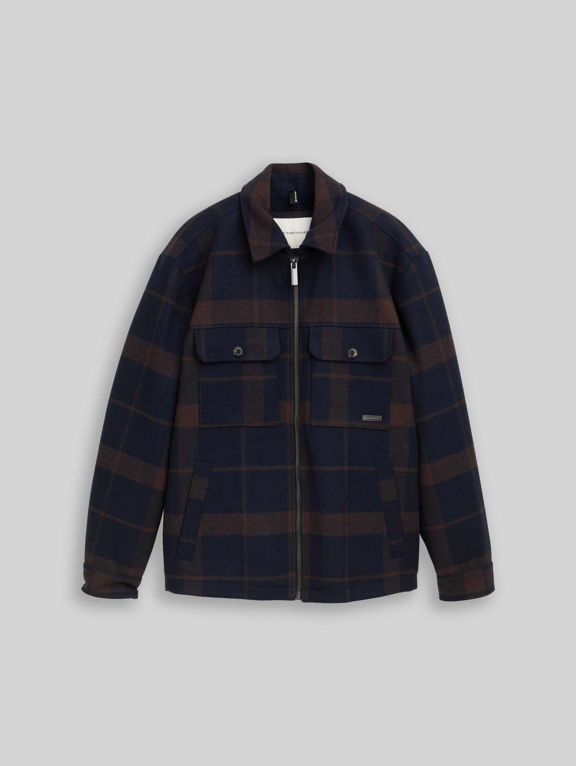 Overshirt mit Wollanteil - navy camel check - Vorder-Produkt-Ansicht