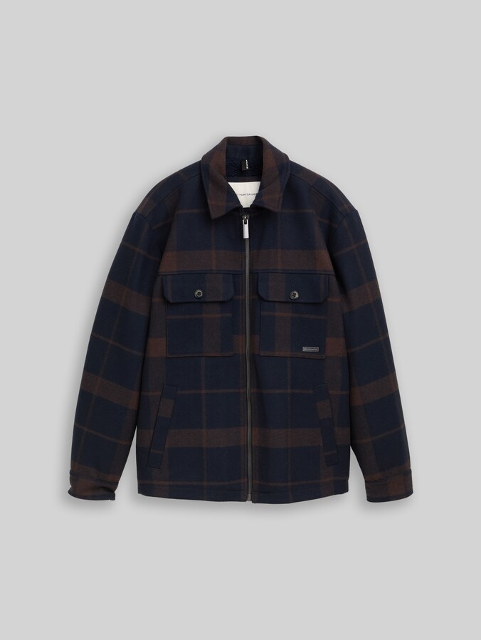 Surchemise avec un mélange de laine par Men, navy camel check
