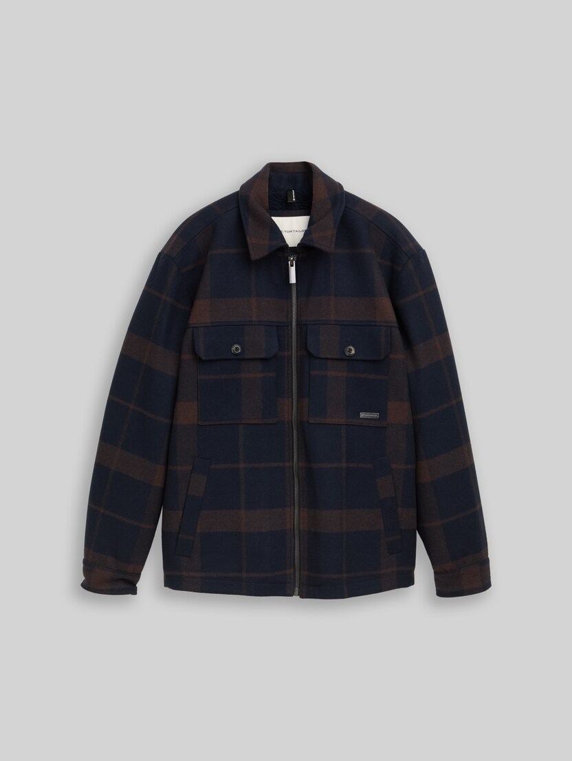 Overshirt mit Wollanteil von Men, navy camel check