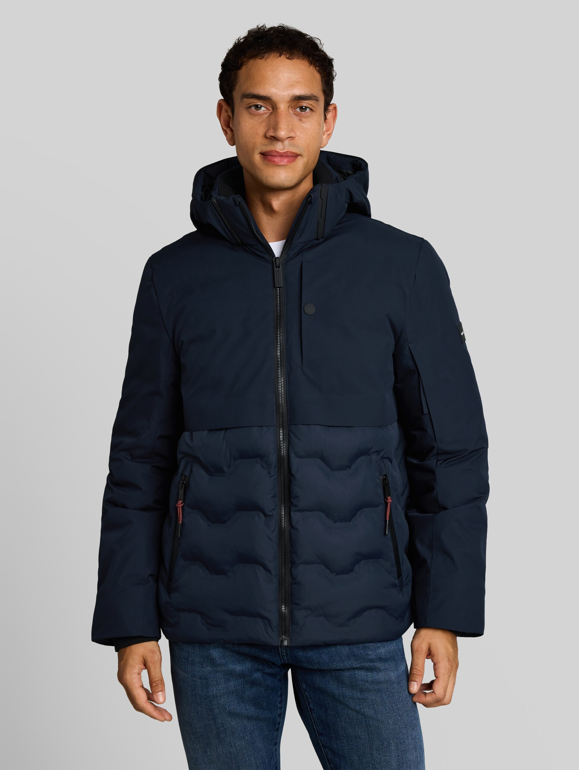 Hybrid Pufferjacke mit Kapuze - sky captain blue - Model-Vorderansicht