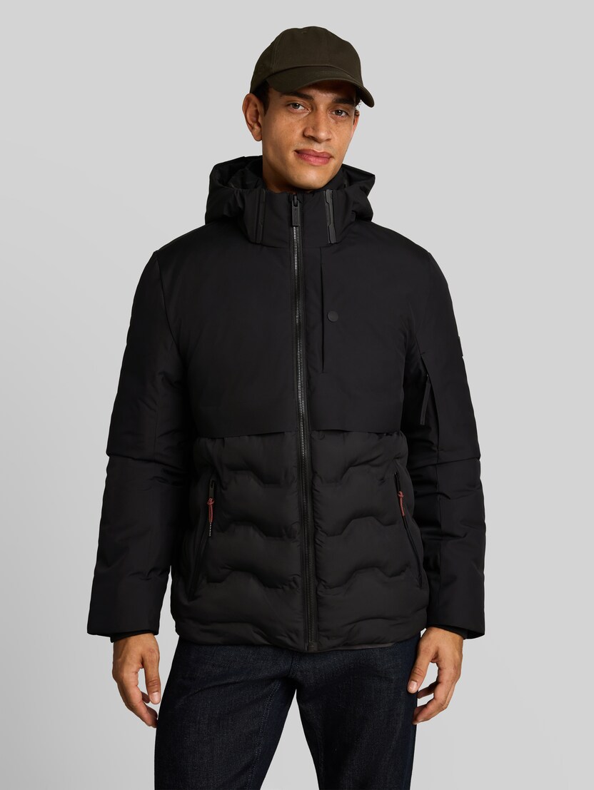 Hybride pufferjas met capuchon door Men, Black