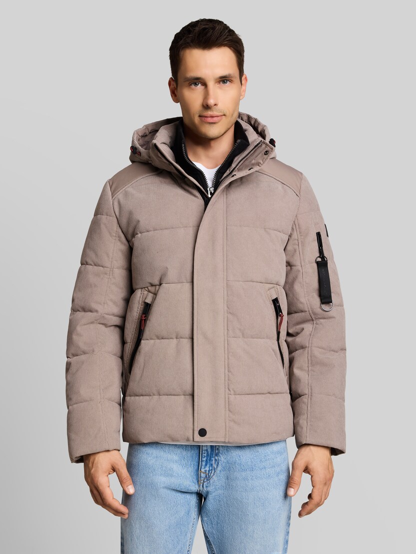 Puffer-Jacke mit abnehmbarer Kapuze von Men, Driftwood Taupe