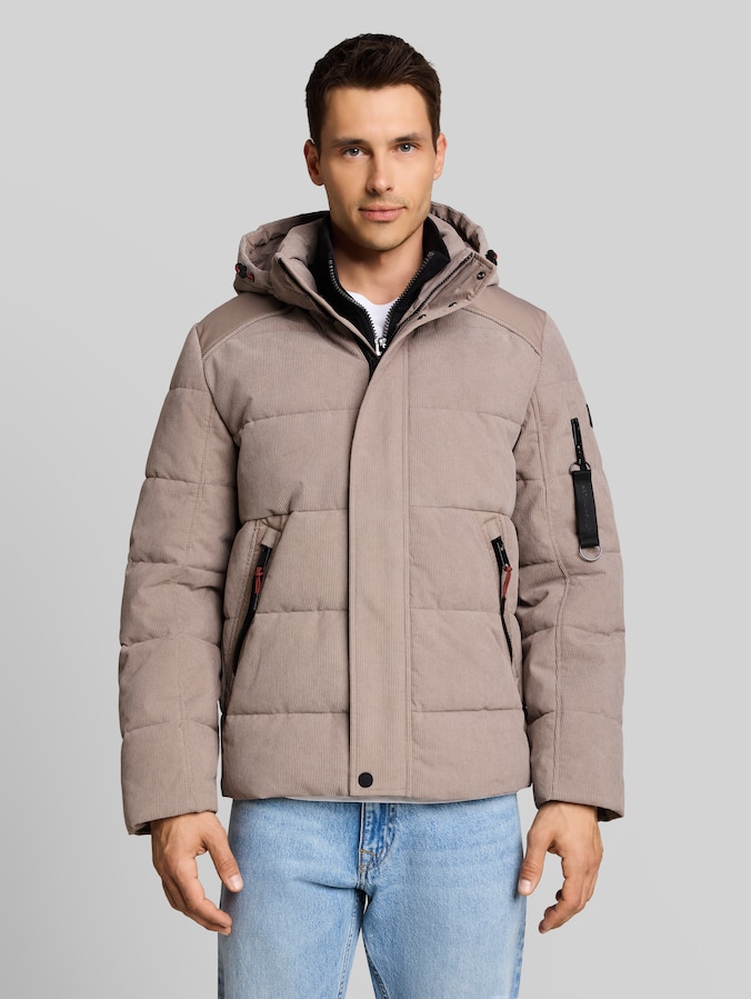 Puffer-Jacke mit abnehmbarer Kapuze von Men, Driftwood Taupe
