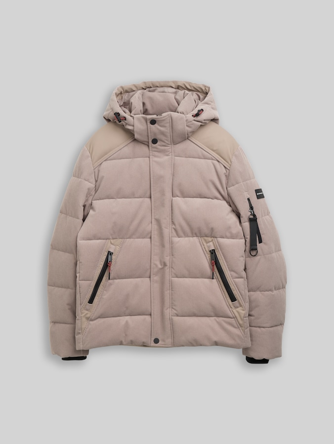Puffer-Jacke mit abnehmbarer Kapuze von Men, Driftwood Taupe