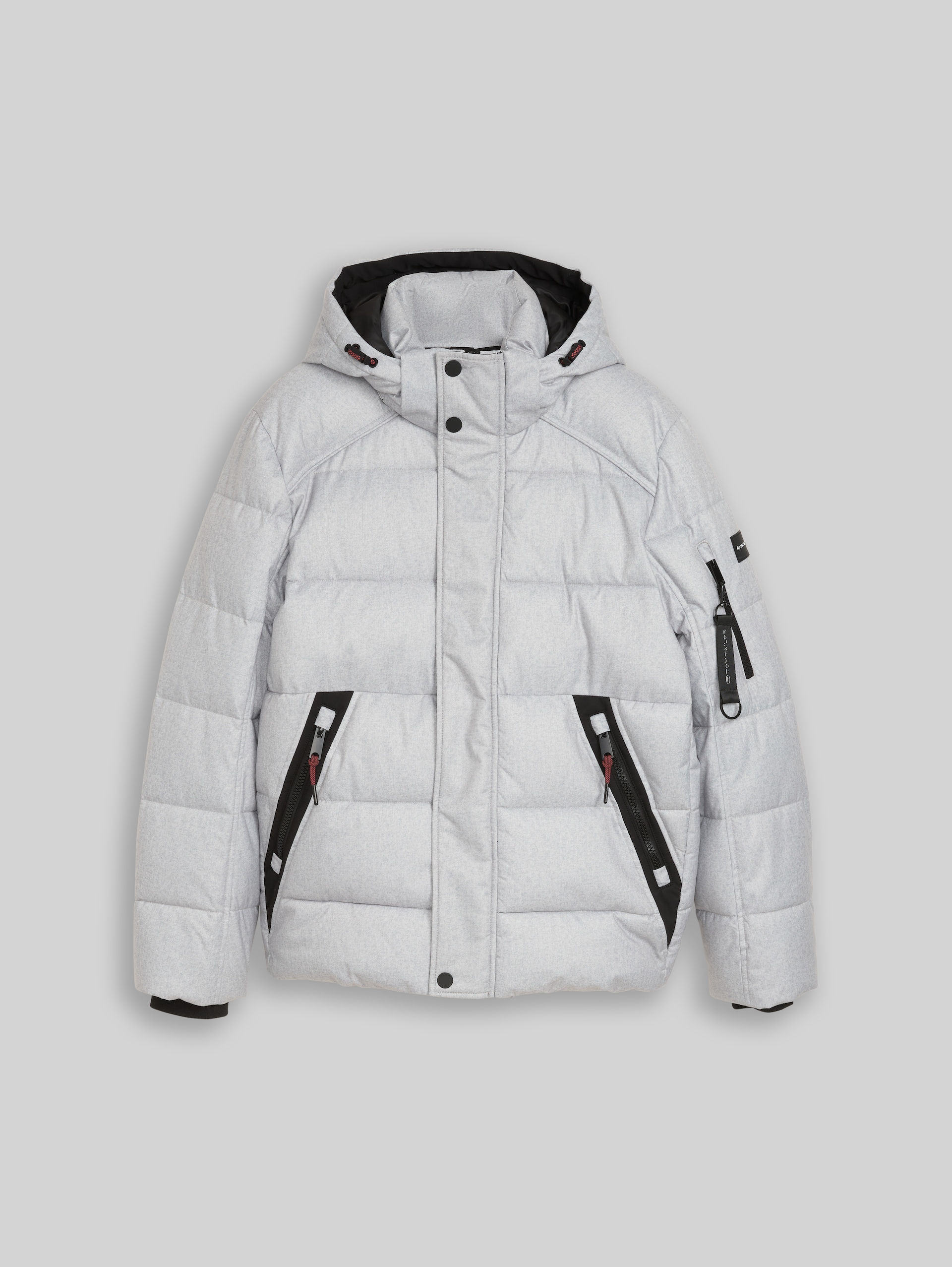 Puffer-Jacke mit abnehmbarer Kapuze - mid grey salt pepper structure - Vorder-Produkt-Ansicht