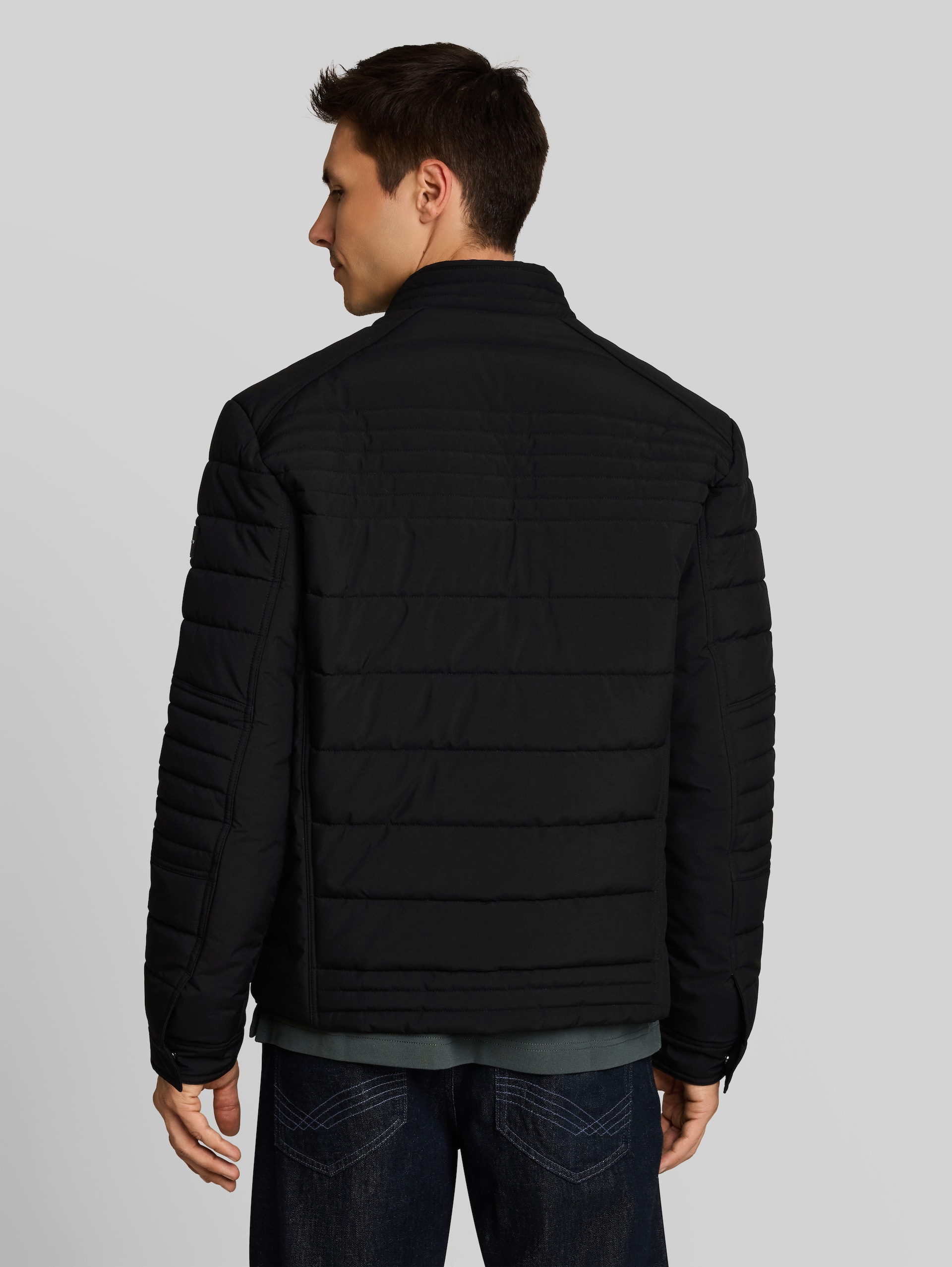 Gewatteerd jack in biker-look - Black - Model-achteraanzicht