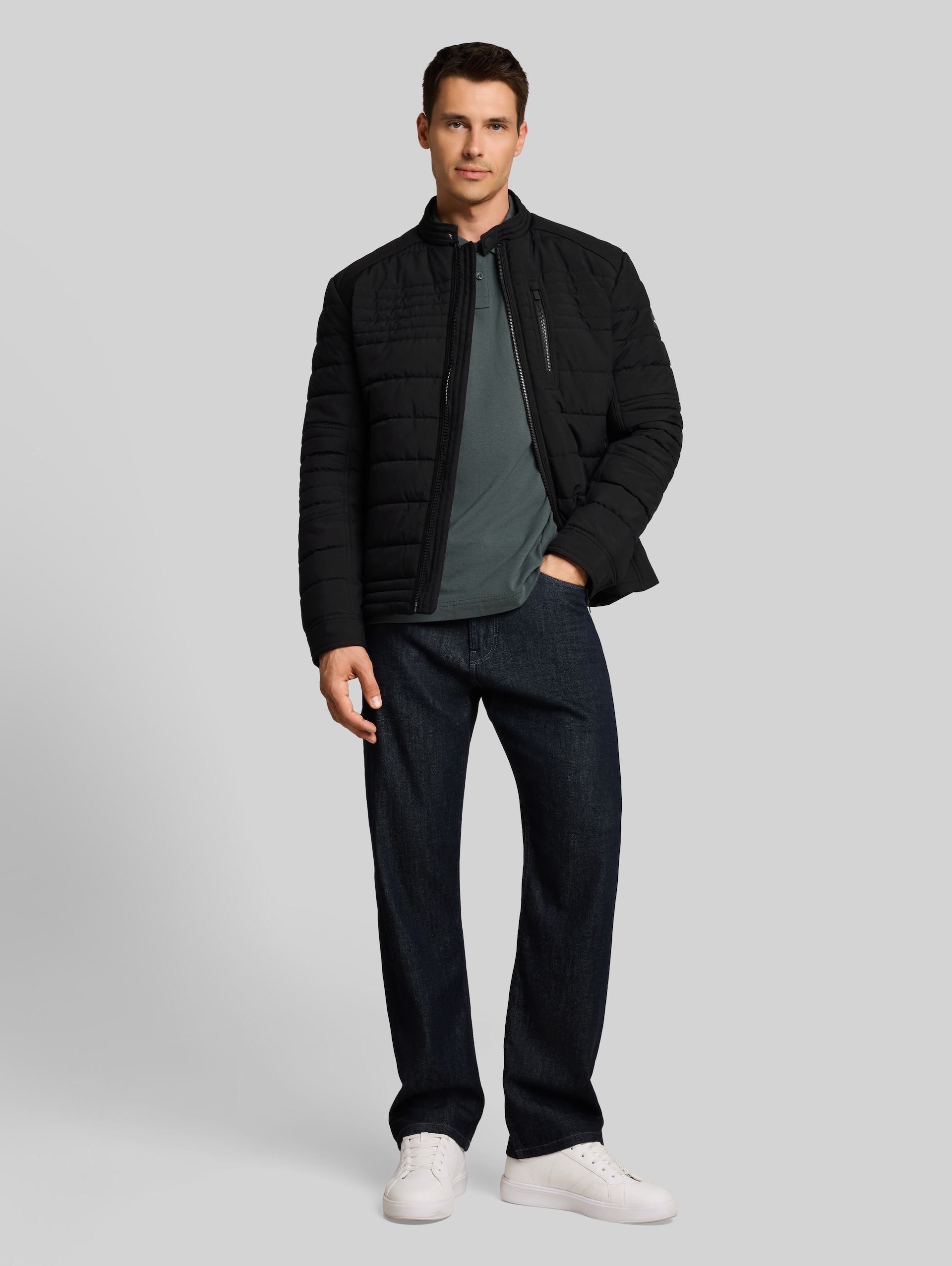 Gewatteerd jack in biker-look - Black - zijaanzicht model