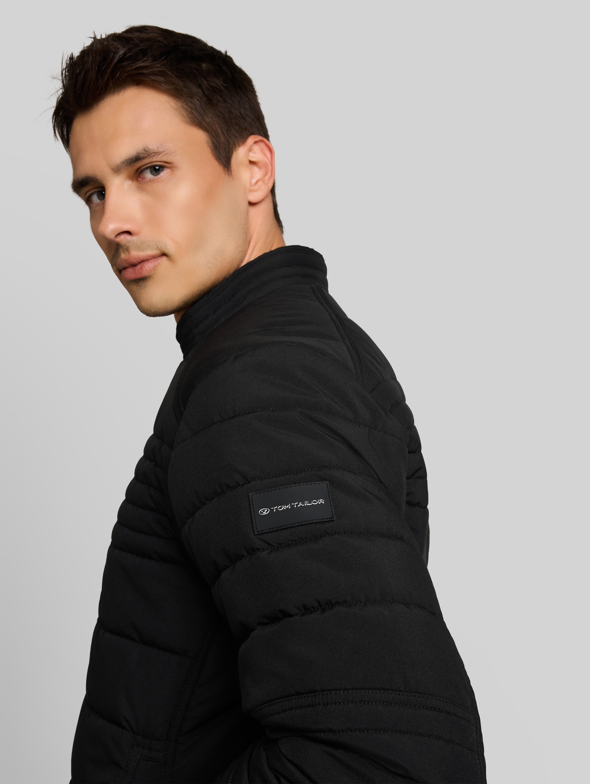 Gewatteerd jack in biker-look - Black - Detailaanzicht model
