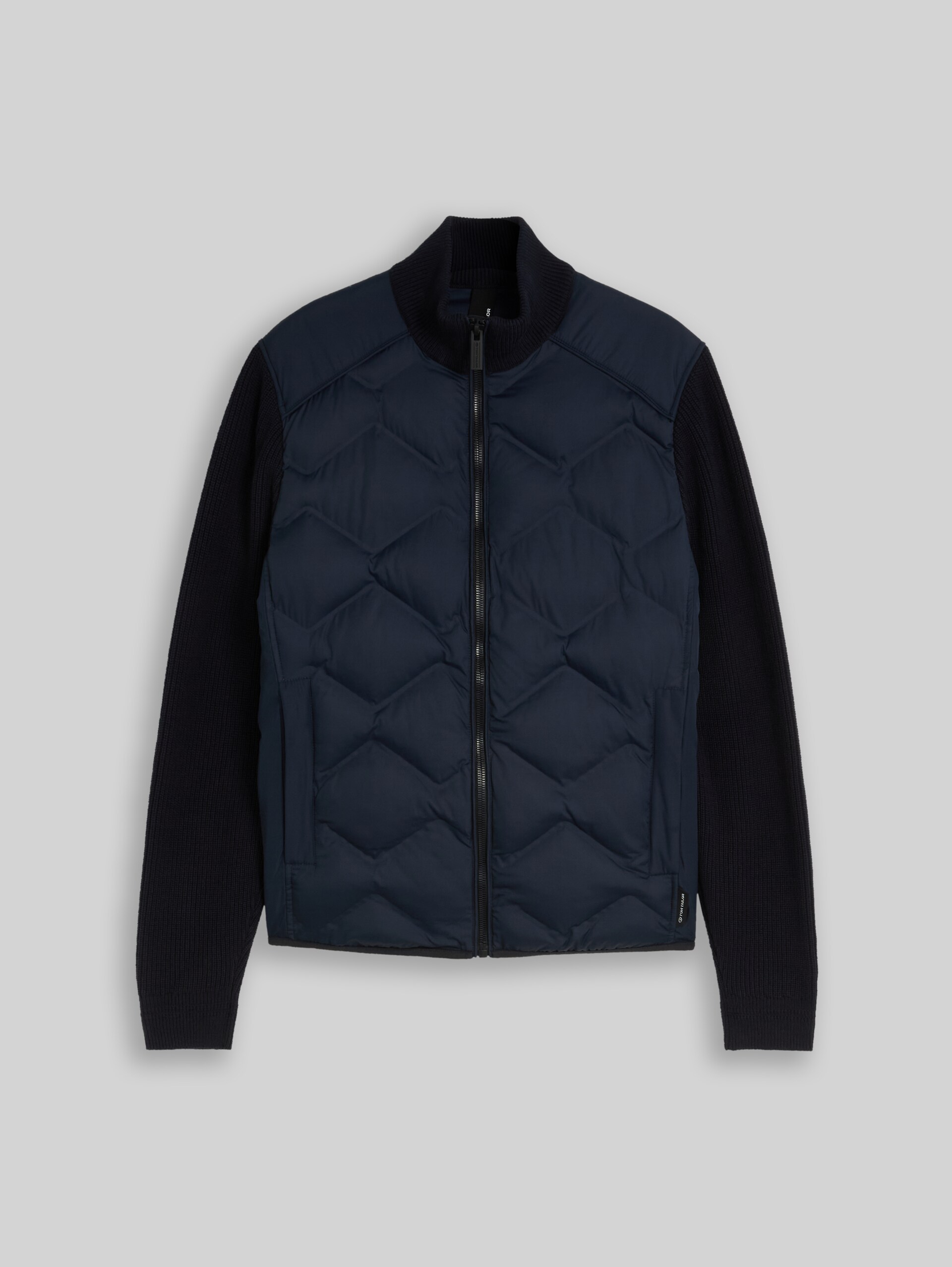 Hybride gewatteerde jas met gebreide details - sky captain blue - Product vooraanzicht