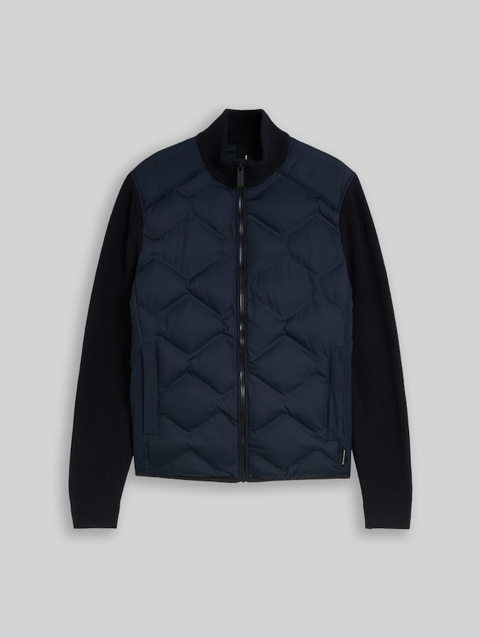 Hybrid quilted jacket with knitted details by Men, sky captain blue