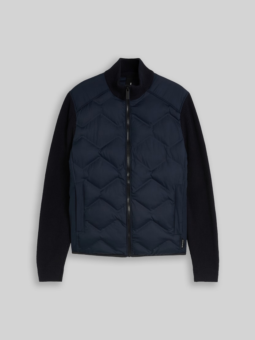 Hybride gewatteerde jas met gebreide details door Men, sky captain blue