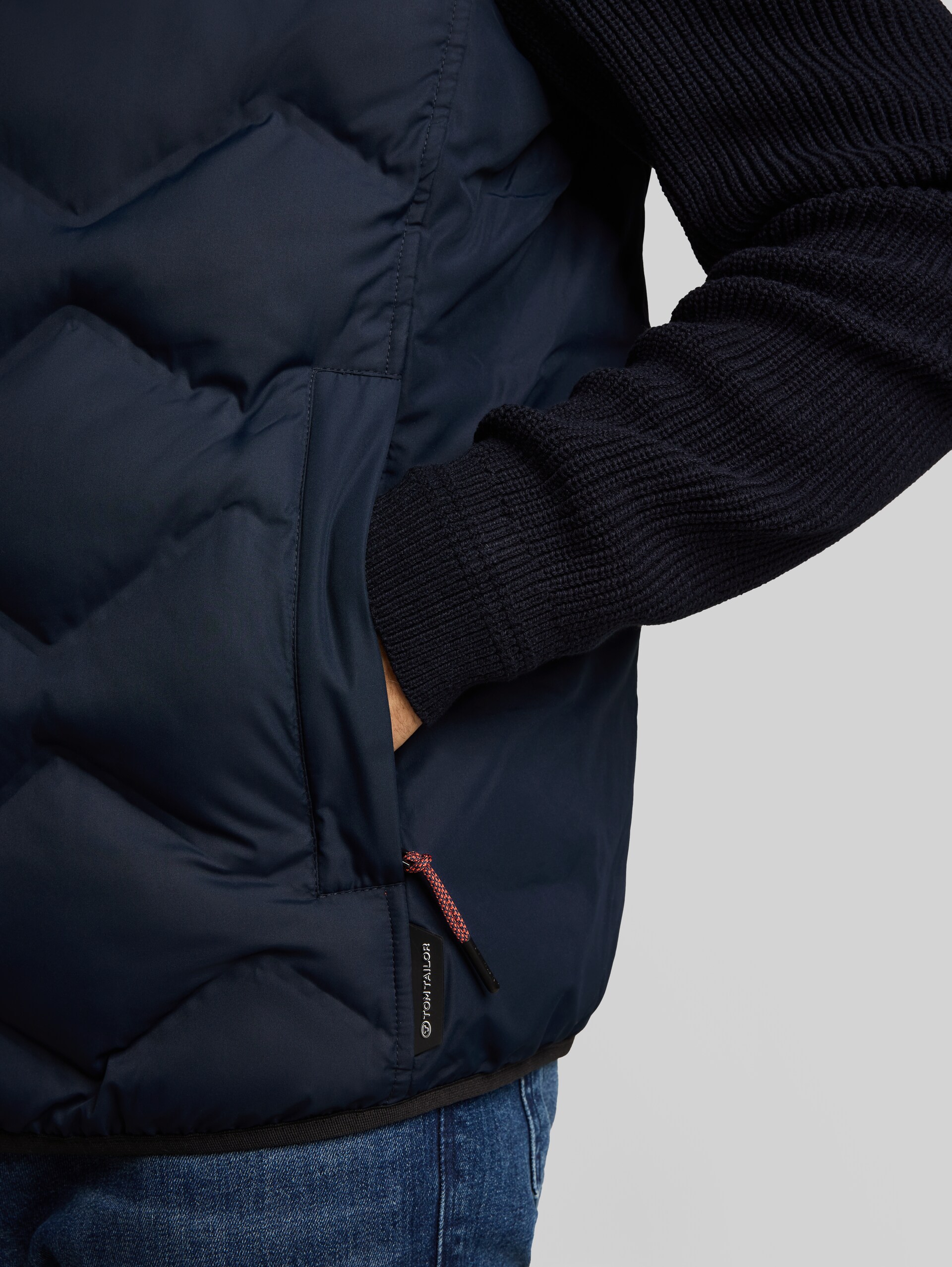 Hybride gewatteerde jas met gebreide details - sky captain blue - Detailaanzicht model