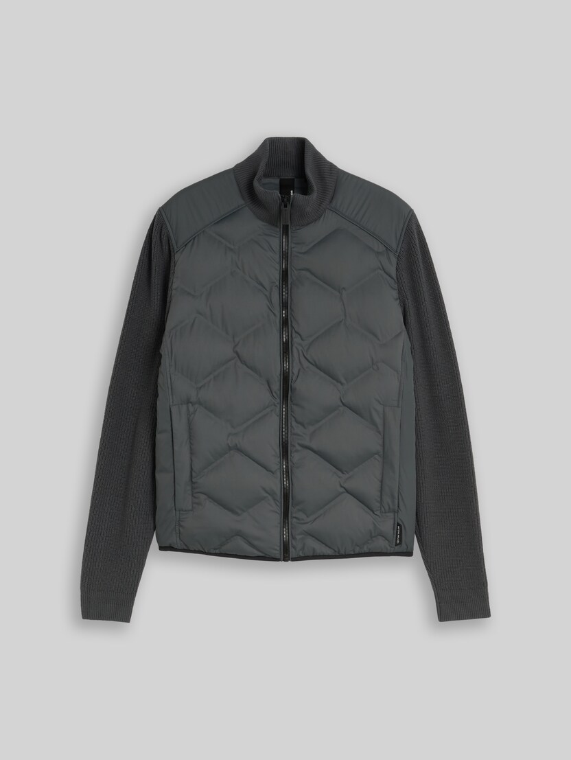 Hybrid Steppjacke mit Strick-Details von Men, Darkest Olive