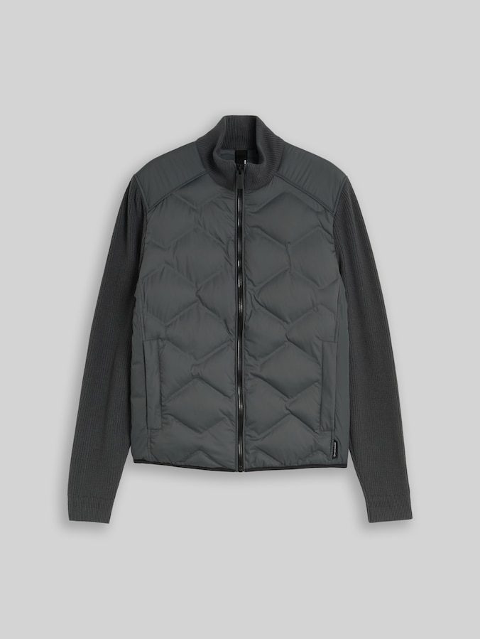Hybrid Steppjacke mit Strick-Details von Men, Darkest Olive