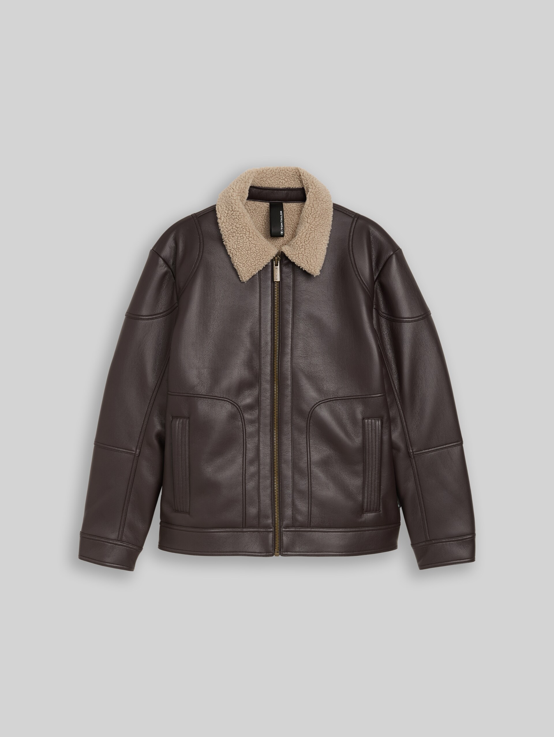 Veste de pilote en simili-cuir - Dark Chocolate Brown - Vue de face du produit
