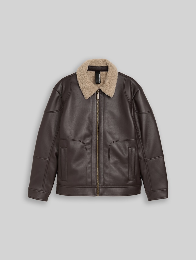 Pilotenjas van kunstleer door Men, Dark Chocolate Brown