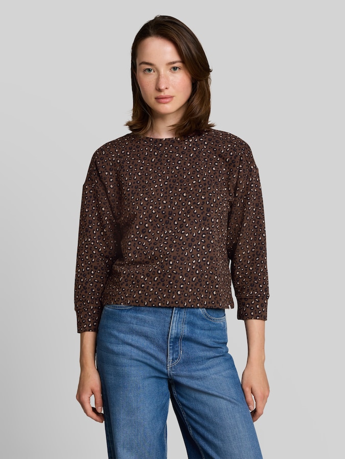 Loose Fit Sweatshirt mit Leo-Print von Denim Female, brown black leo print