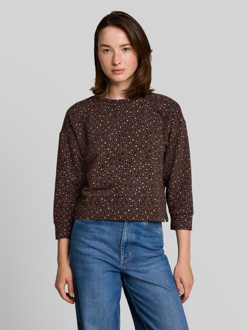 Loose Fit Sweatshirt mit Leo-Print von Denim Female, brown black leo print