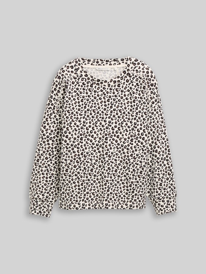 Sweatshirt met losse pasvorm en luipaardprint door Denim Female, beige brown leo print