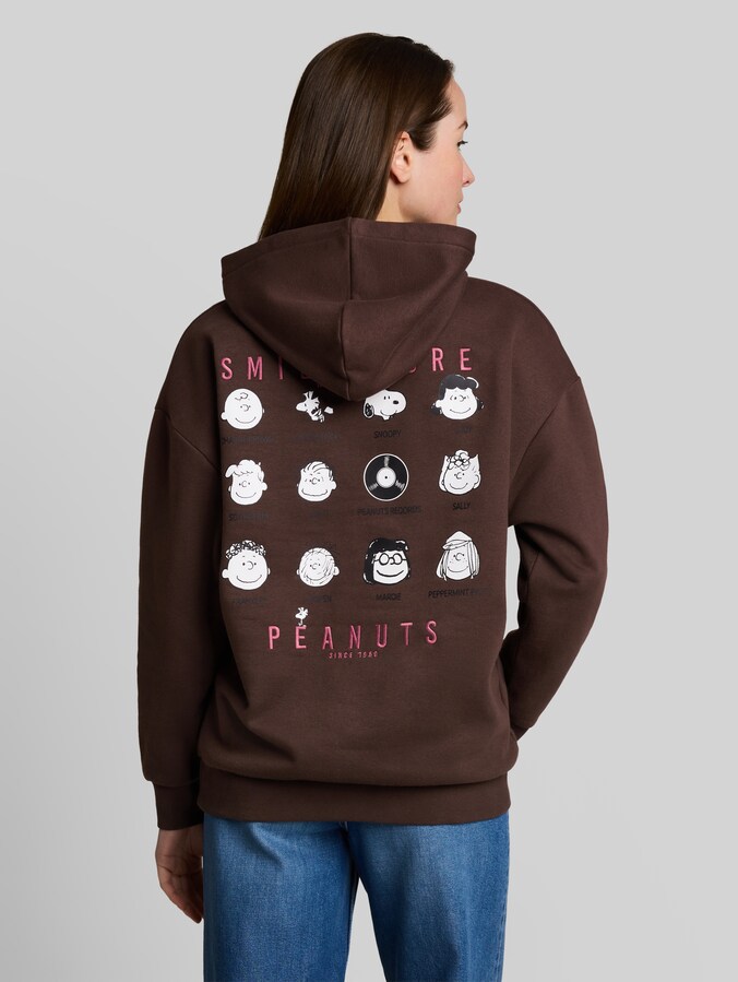 Hoodie Sweatshirt mit Snoopy-Rückenprint von Denim Female, cool dark brown
