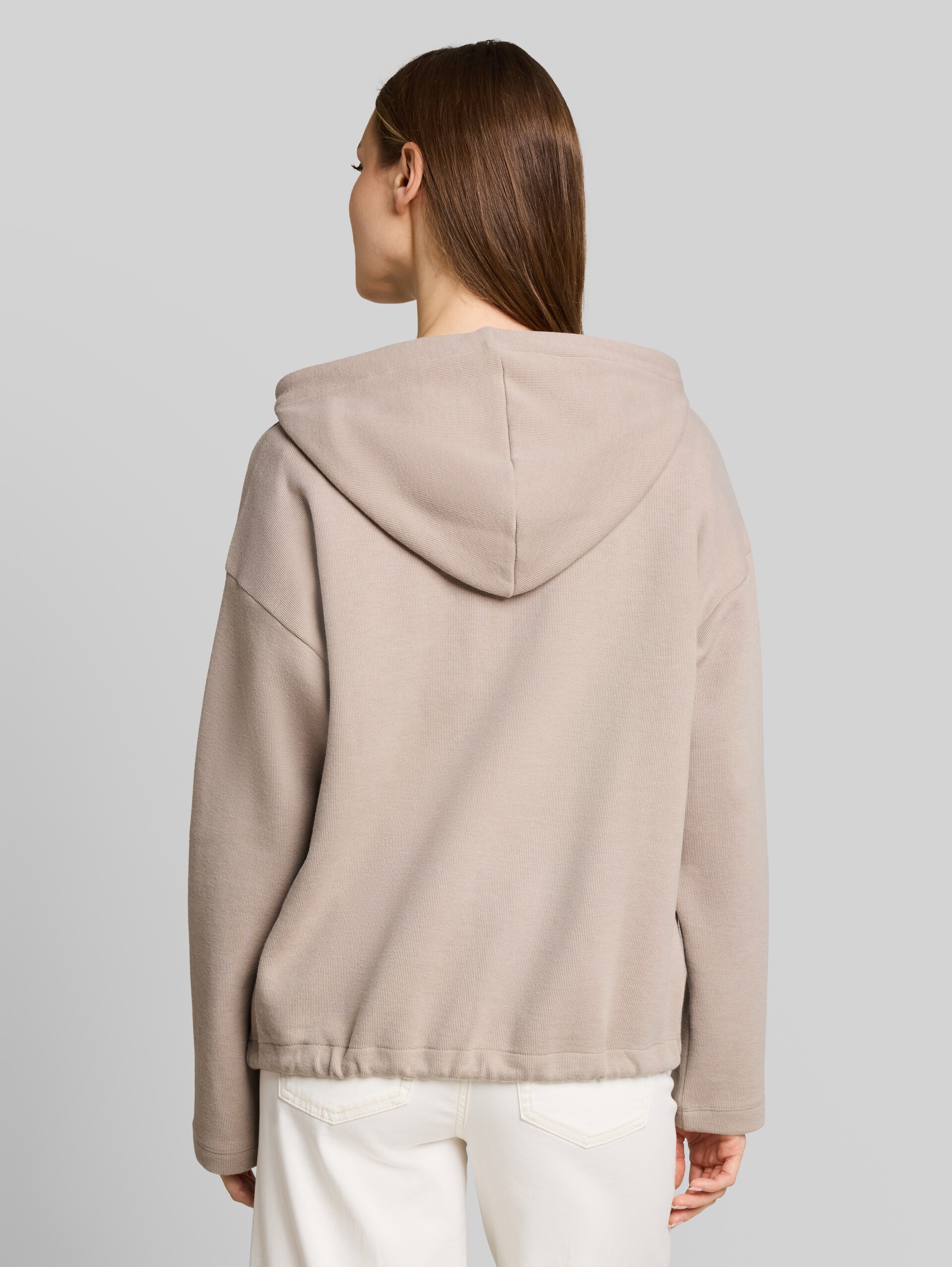 Hoodie met boxy pasvorm - atmosphere beige melange - Neklijn model-achteraanzicht