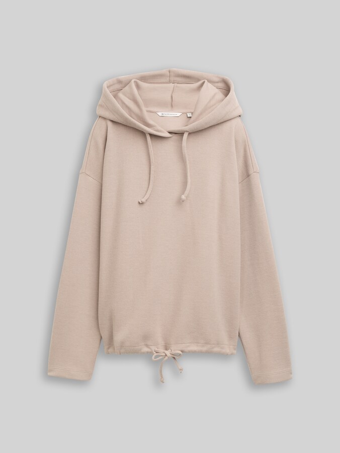Boxy-fit hooded sweatshirt by Denim Female, atmosphere beige melange