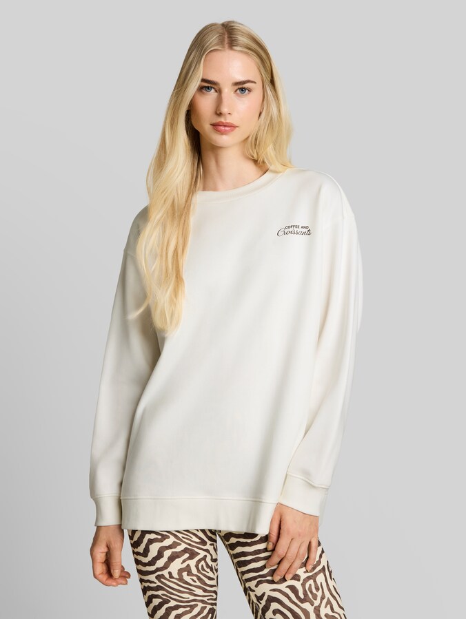 Oversize Sweatshirt mit Print von Denim Female, off white