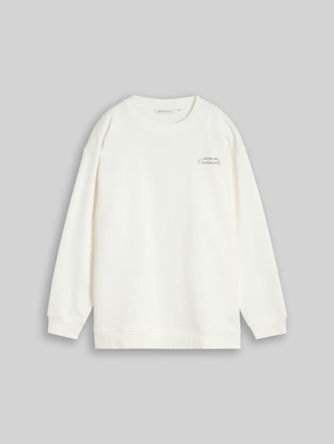 Sweat oversize à imprimé par Denim Female, off white