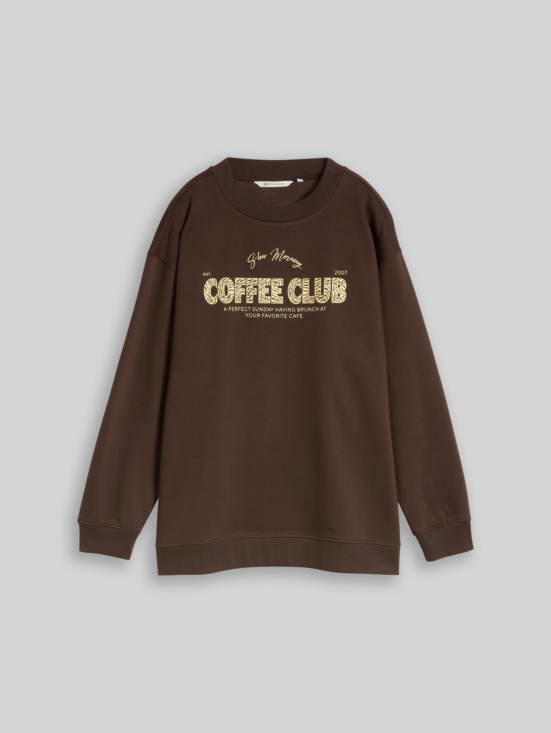 Oversized sweatshirt met print - cool dark brown - Product vooraanzicht