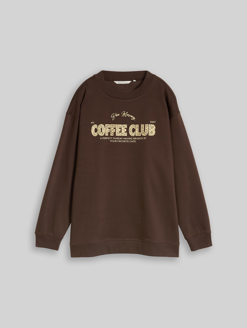 Oversized printed sweatshirt by Denim Female, cool dark brown
