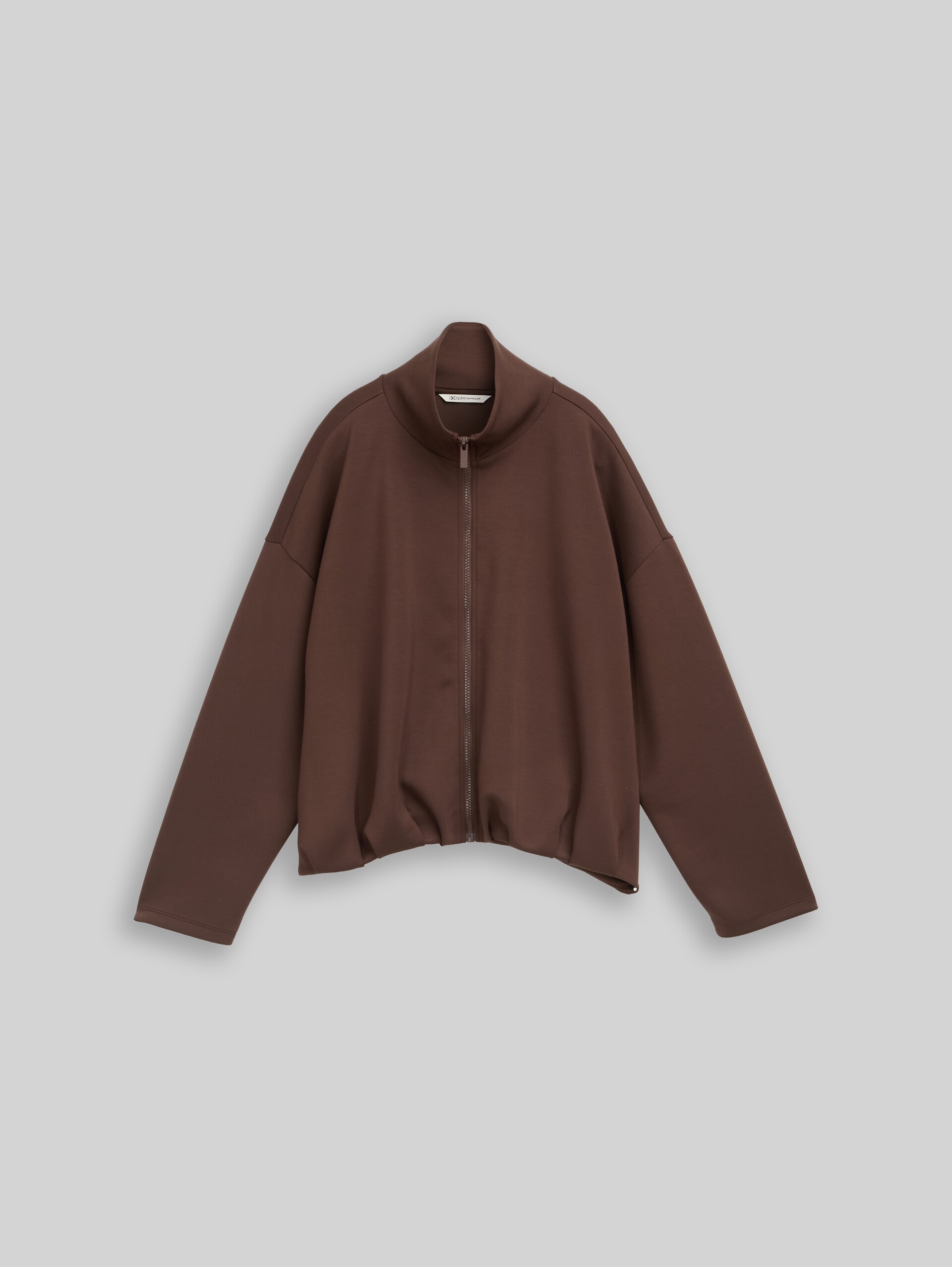 Loose Fit Scuba Sweatjacke mit Stehkragen - cool dark brown - Vorder-Produkt-Ansicht