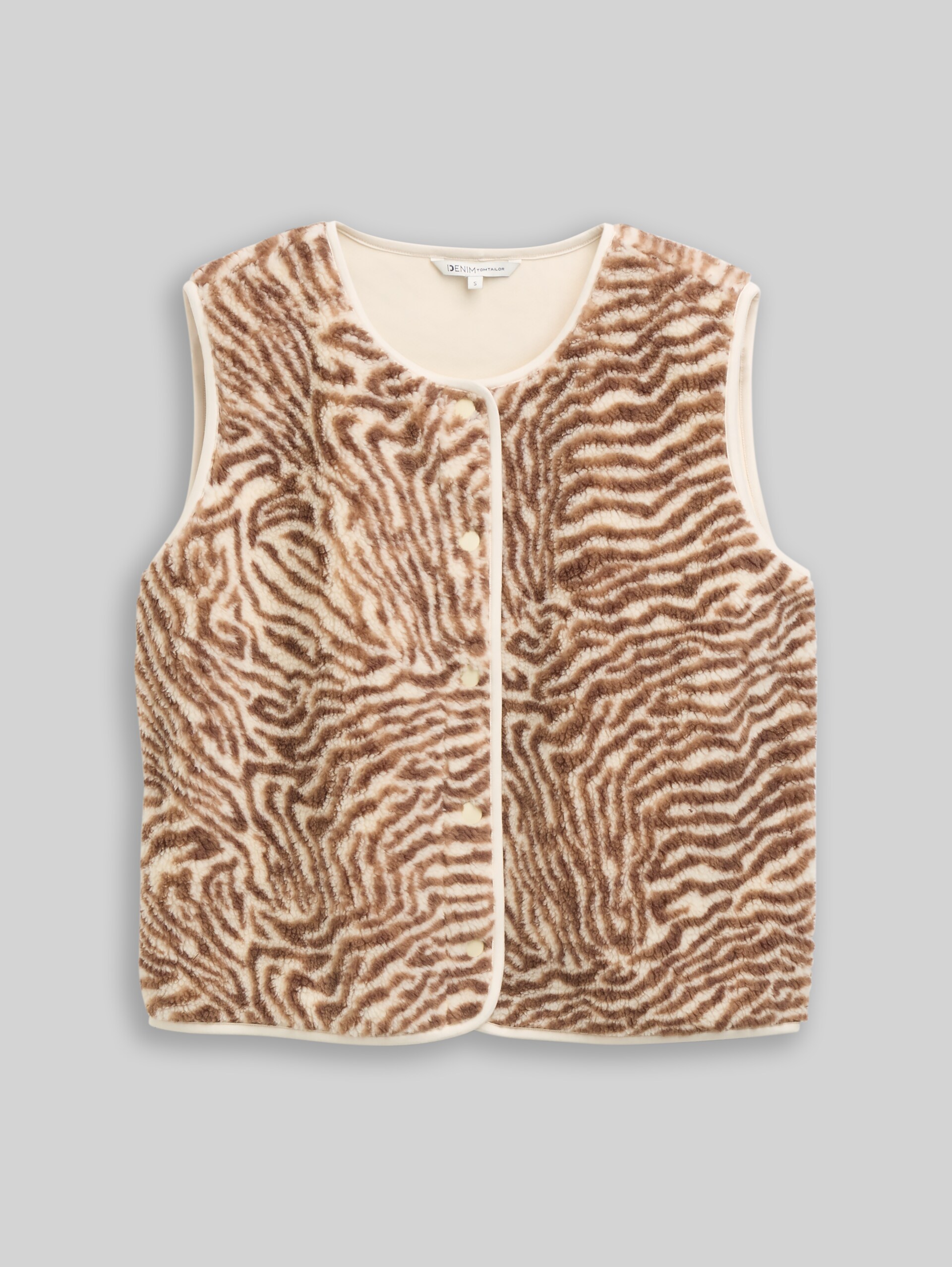 Teddy Weste mit Muster - brown beige zebra print - Vorder-Produkt-Ansicht
