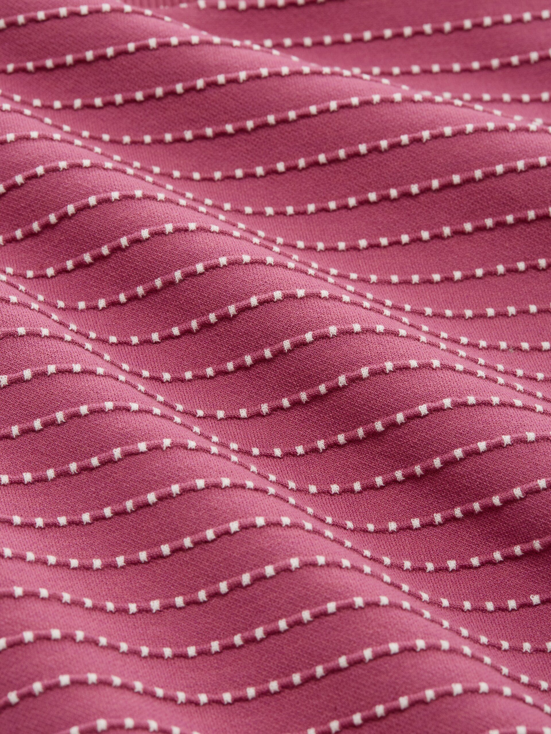 Sweatshirt mit Raffungen - berry white dotted stripe - Material-Ansicht