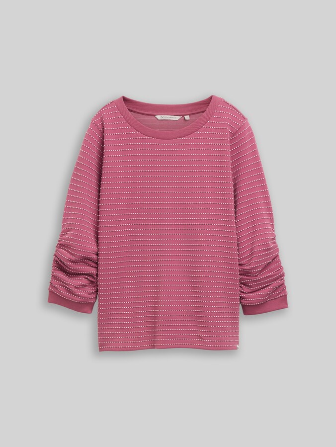 Sweatshirt mit Raffungen von Denim Female, berry white dotted stripe