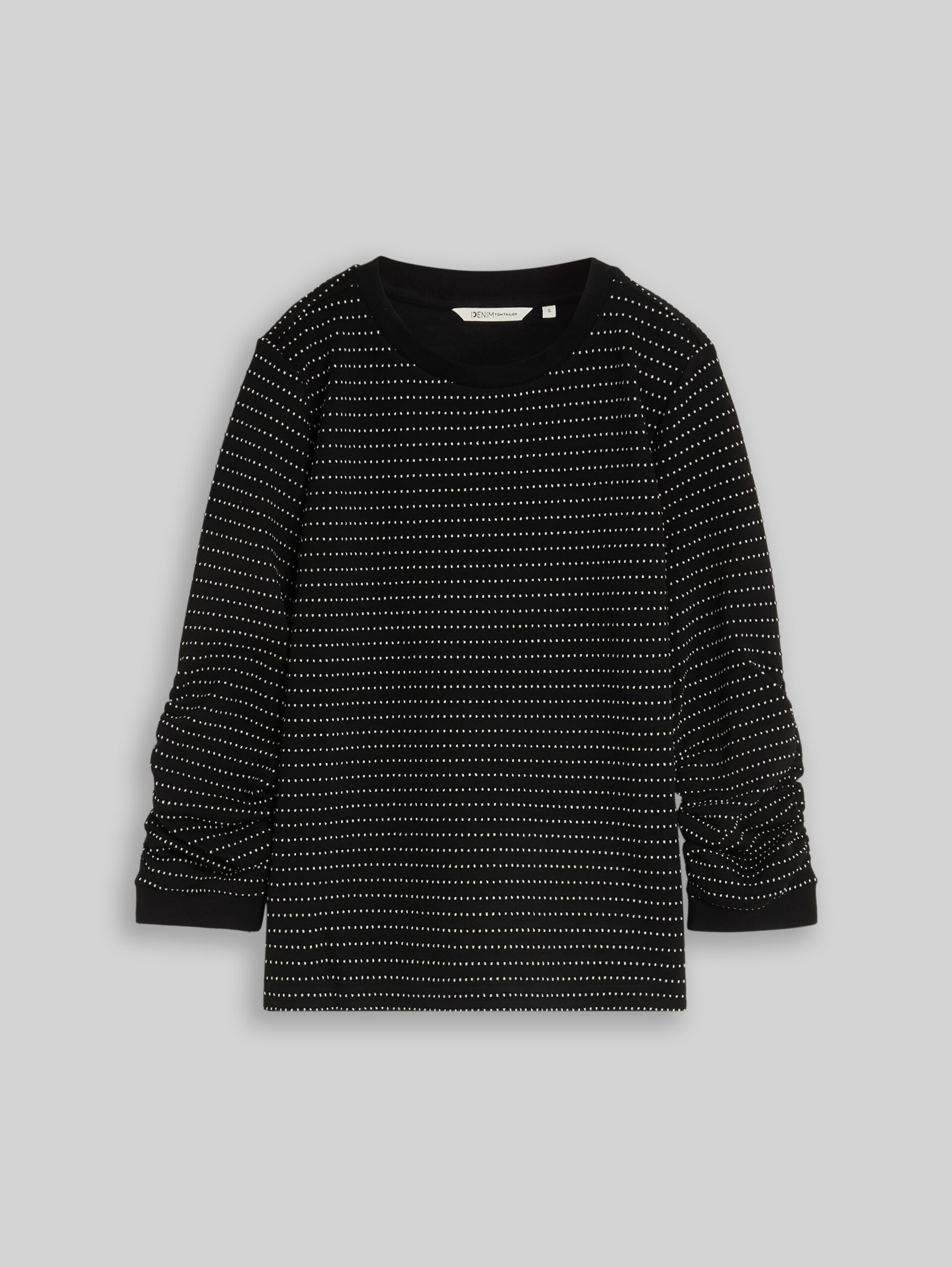 Sweatshirt mit Raffungen - black white dotted stripe - Vorder-Produkt-Ansicht