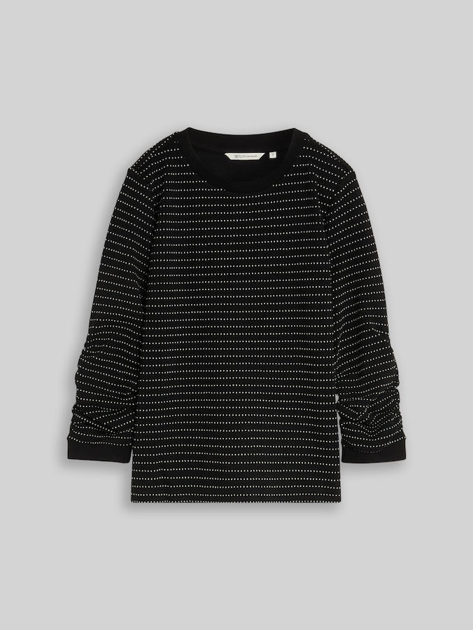 Sweatshirt met plooien door Denim Female, black white dotted stripe