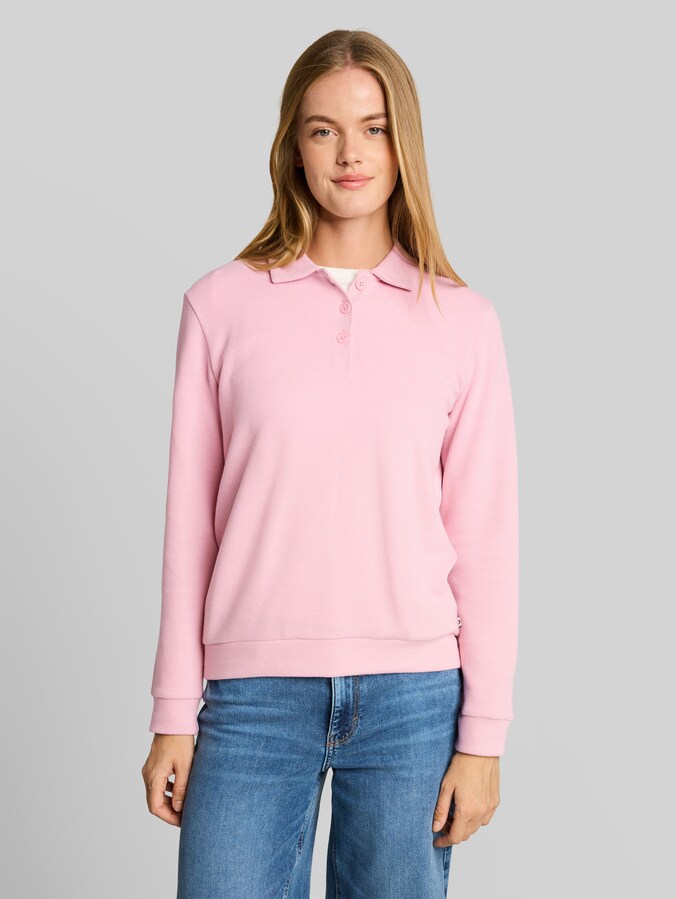 Cosy Sweatshirt mit Polokragen von Denim Female, pink melange
