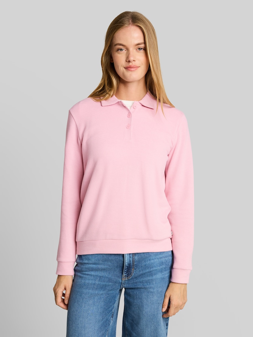 Gezellig sweatshirt met polokraag door Denim Female, pink melange