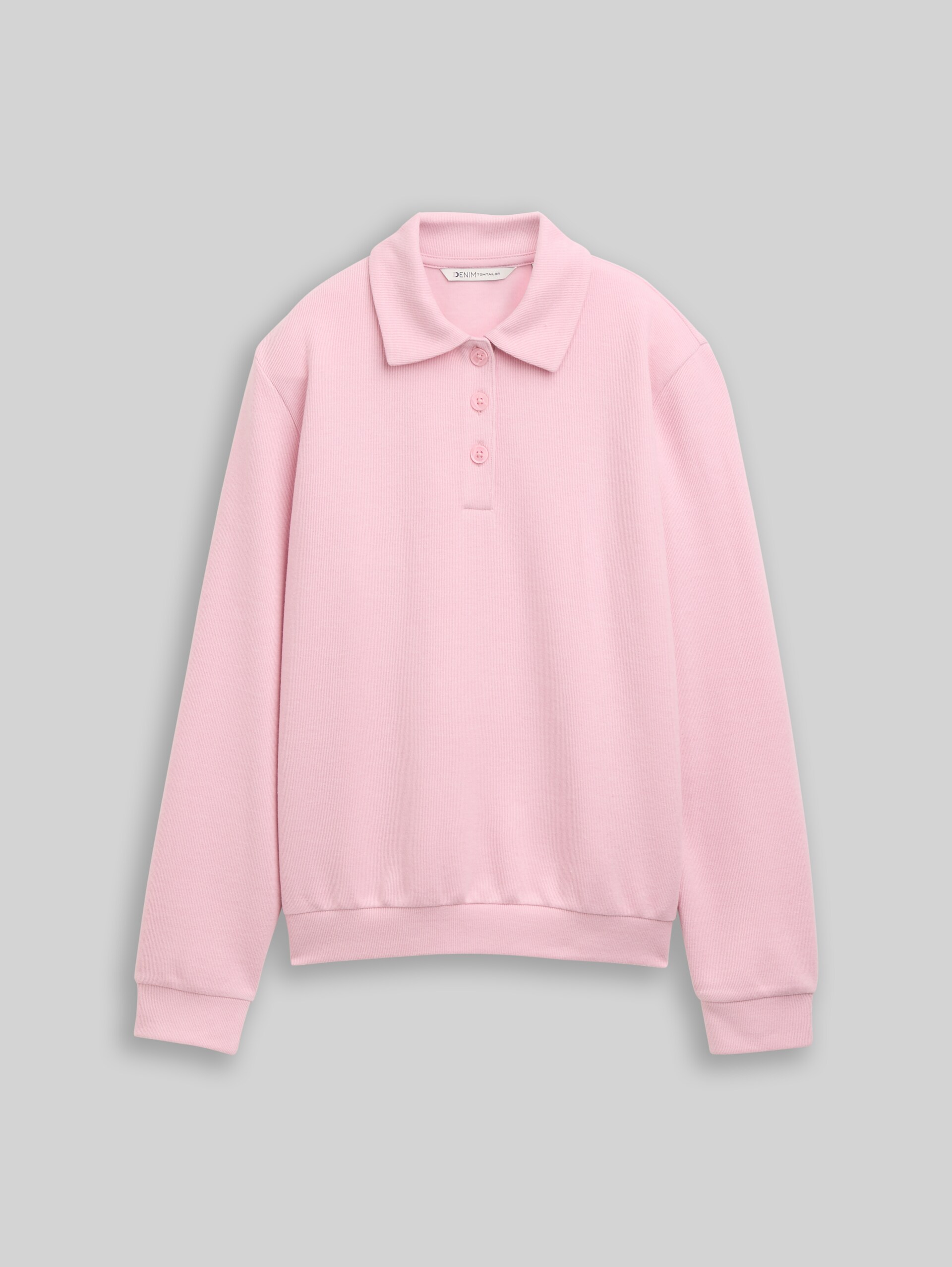 Cosy Sweatshirt mit Polokragen - pink melange - Vorder-Produkt-Ansicht