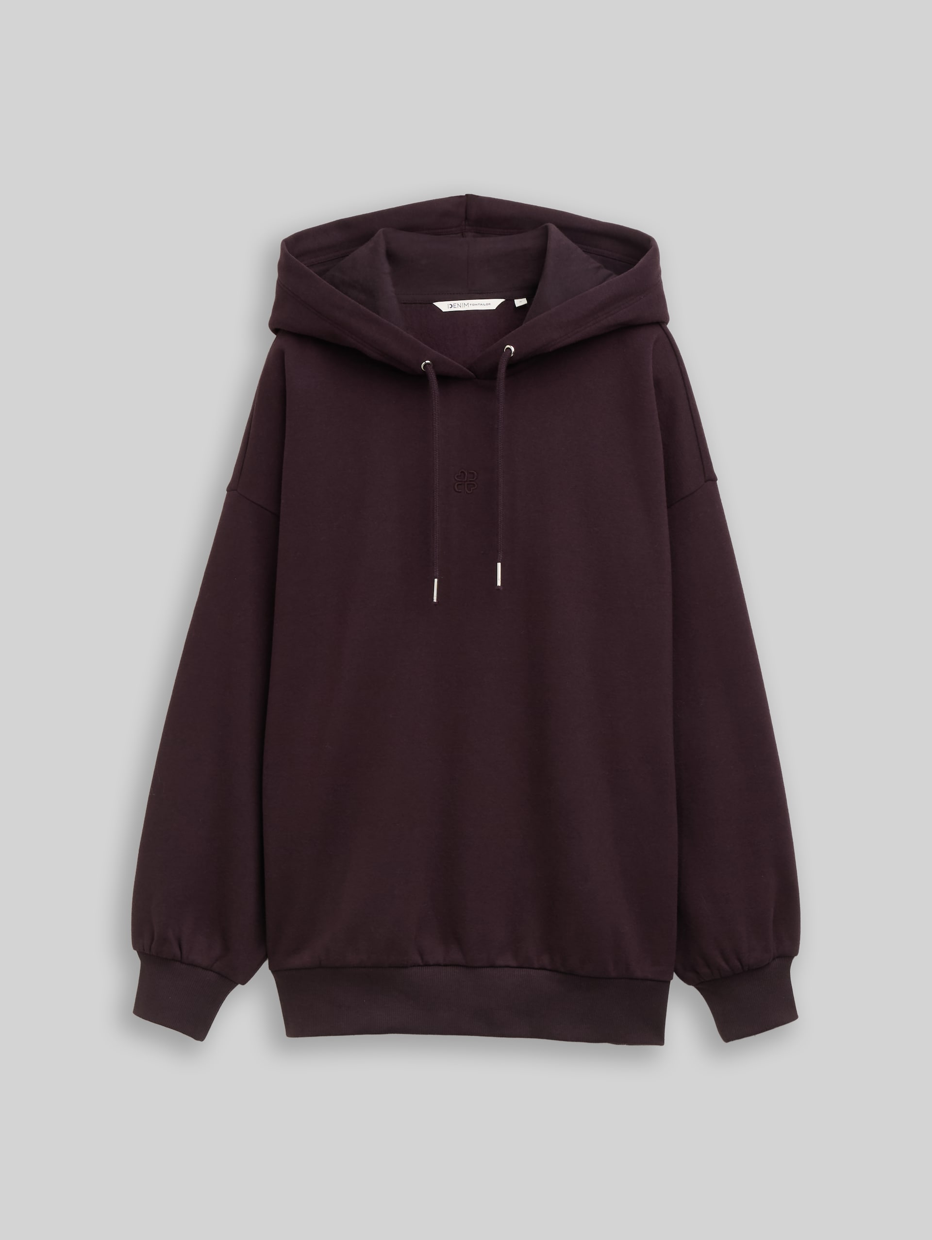 Sweat à capuche oversize avec broderie - dark plum - Vue de face du produit