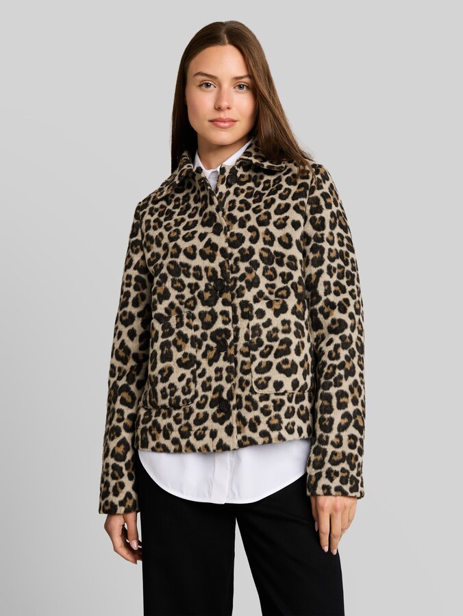 Wool jacket with leopard print by Women, beige leo print