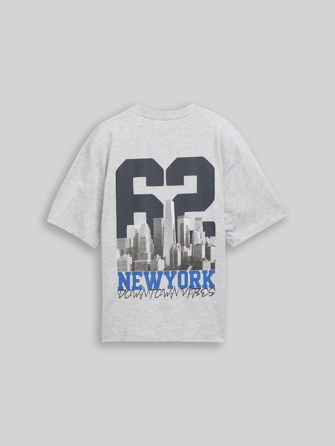 Oversized T-shirt met fotoprint op de rug door Teen Boys, Light Stone Grey Melange
