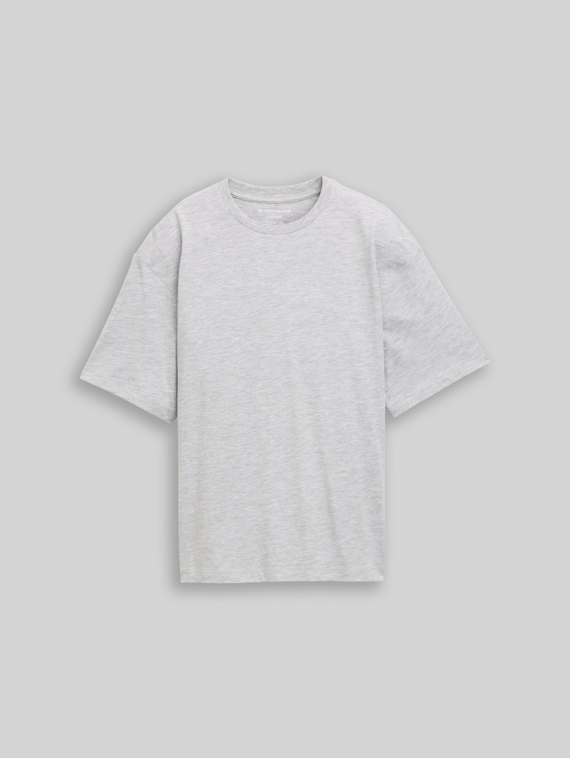Oversize T-Shirt mit Foto-Rückenprint - Light Stone Grey Melange - Vorder-Produkt-Ansicht