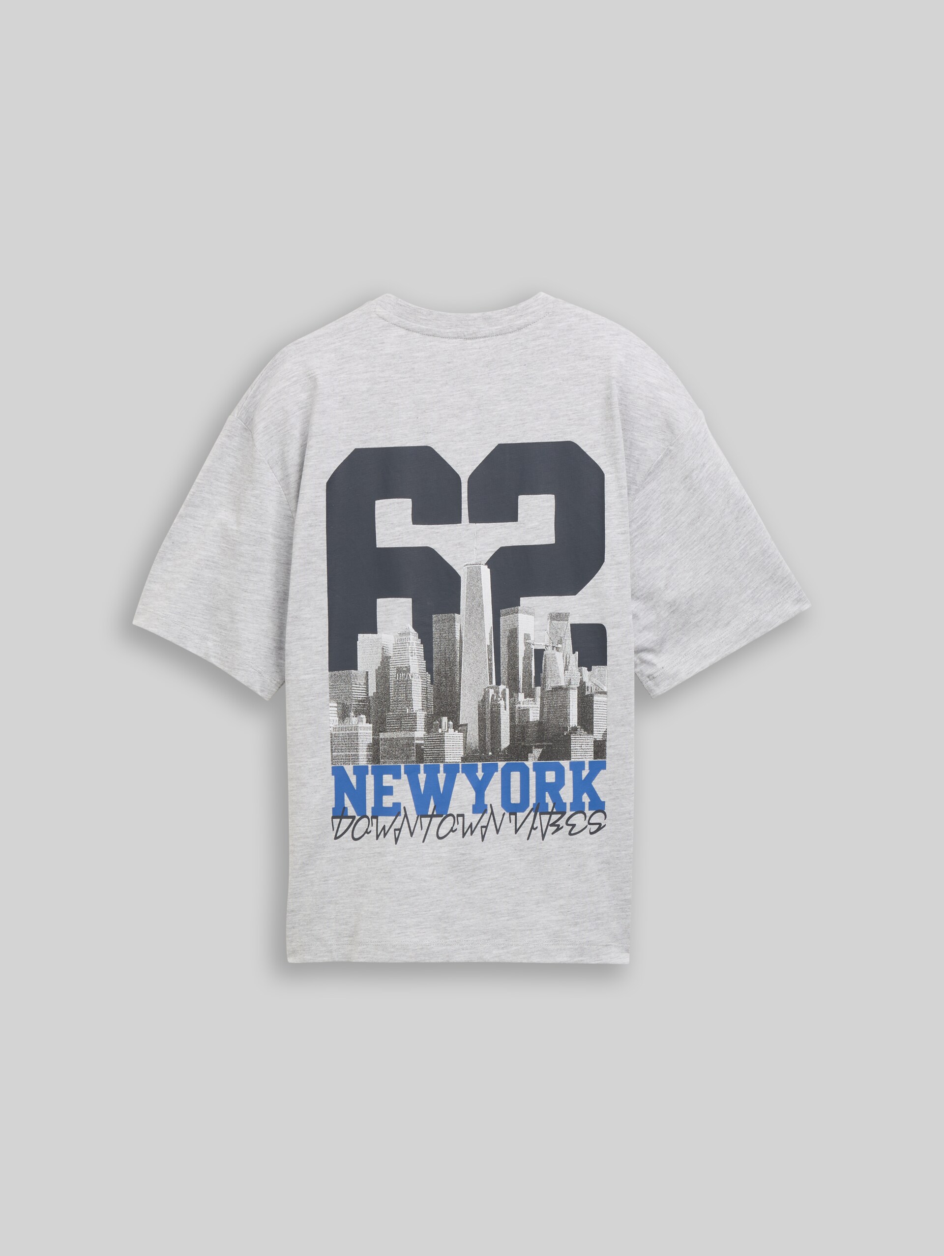 Oversize T-Shirt mit Foto-Rückenprint - Light Stone Grey Melange