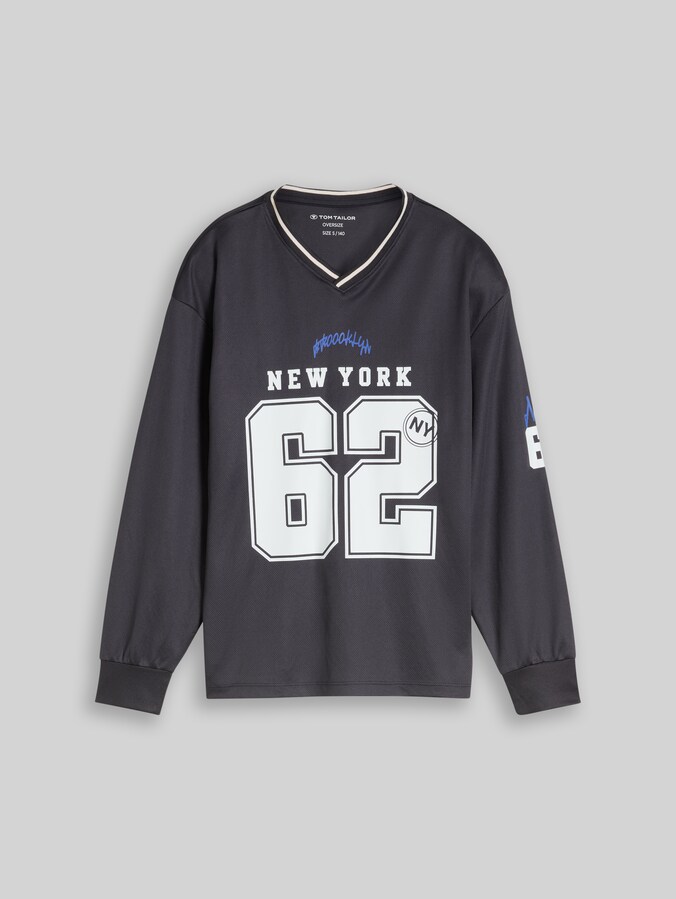 Oversized long-sleeved jersey top by Teen Boys, coal grey