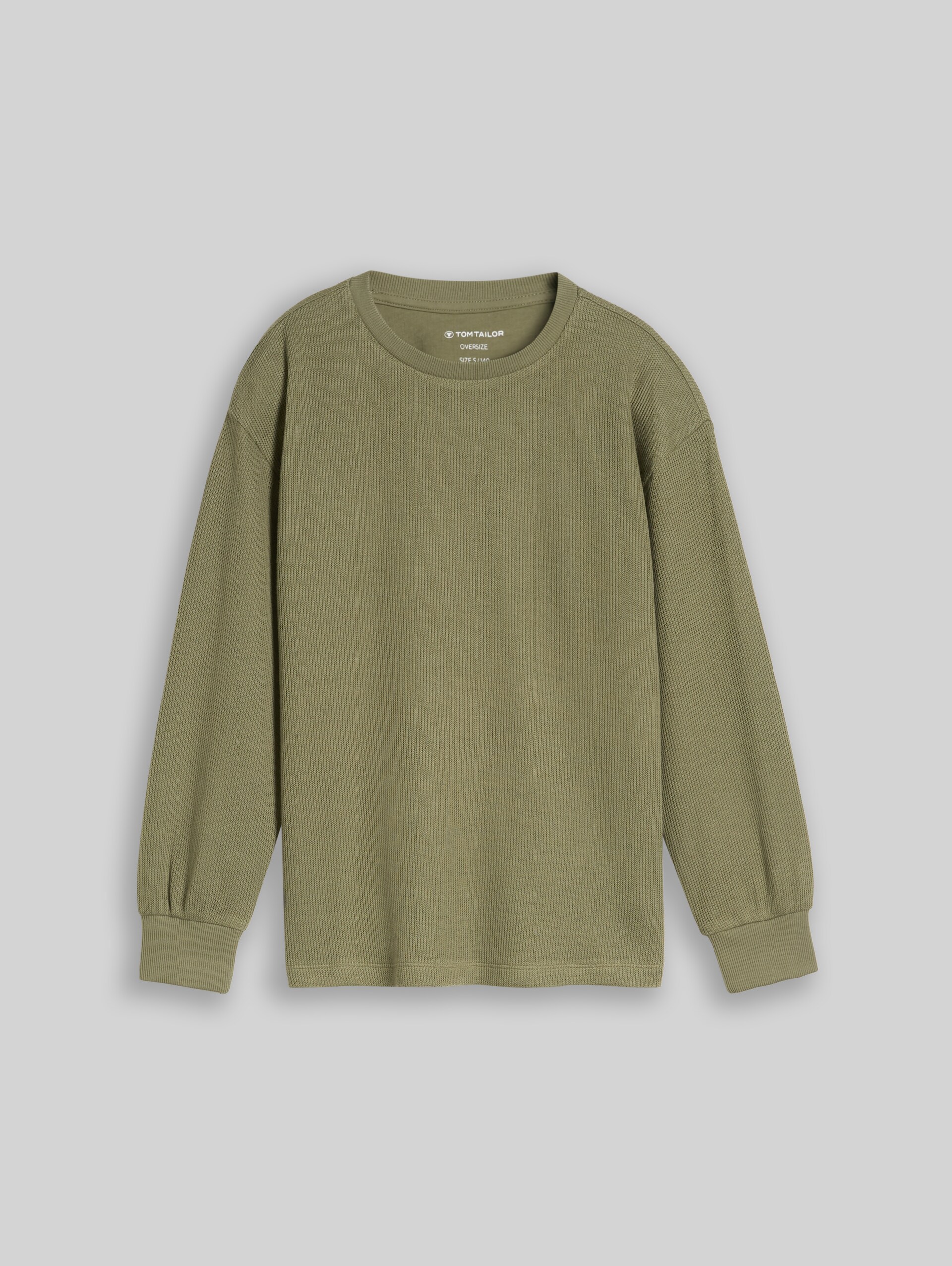 T-shirt oversize à manches longues effet tricot - tree moss green - Vue de face du produit