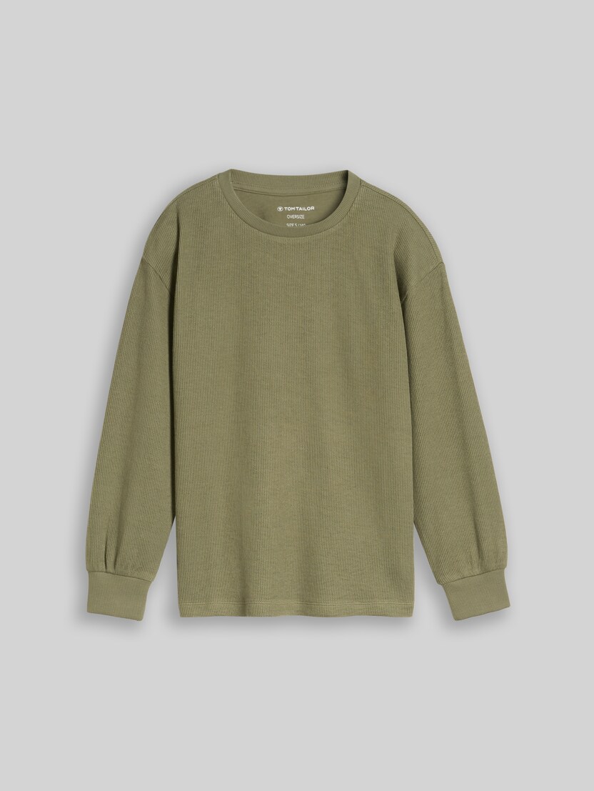 Oversize Langarmshirt in Strick-Optik von Teen Boys, tree moss green