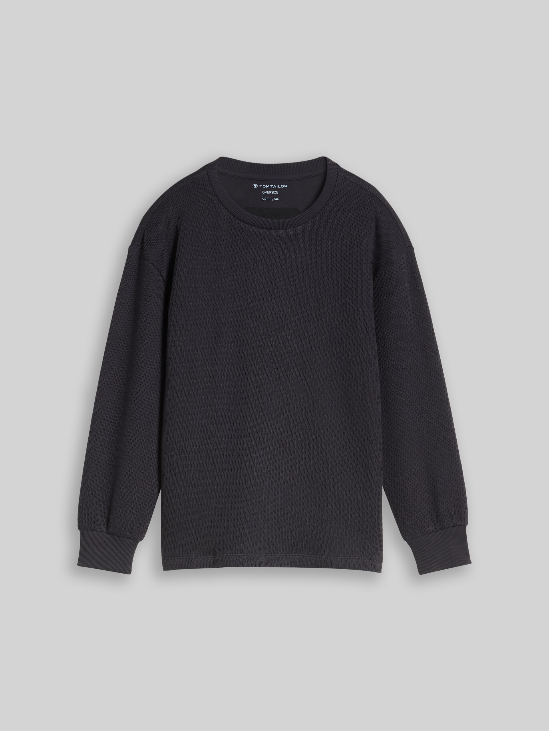 T-shirt oversize à manches longues effet tricot - coal grey - Vue de face du produit